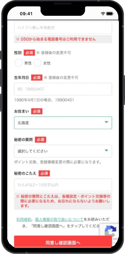 モッピー登録画面２
